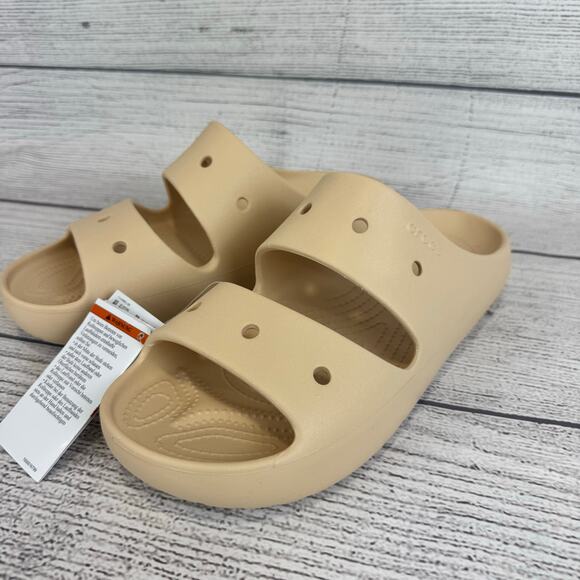 Crocs Unisex Cream Classic Slip On Sandals Size Men's 11 - Picture 2 of 7